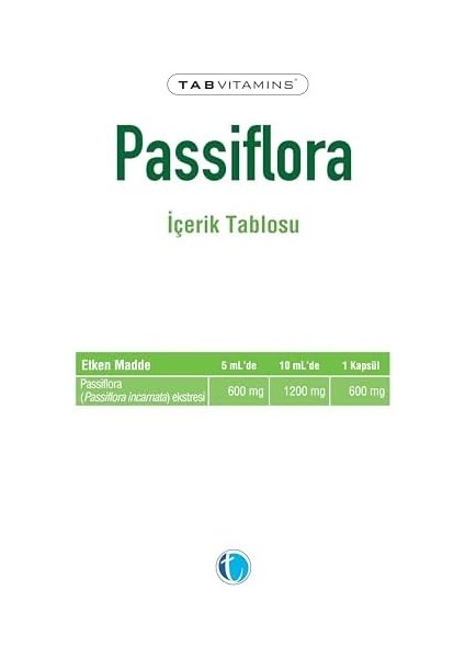 Tabvitamins Passiflora Likit 200 ml Pasiflora Şurup 600 Mg modelleri