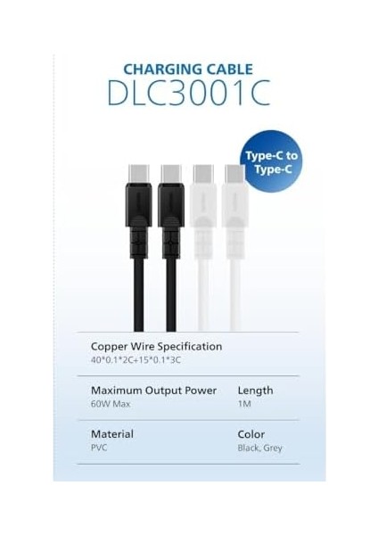 DLC3001 Usb-C Şarj ve Data Kablosu, 60W, Hızlı Şarj, 3A Yüksek Akım, 1 Metre, Dayanıklı Slikon Kablo (Beyaz) fiyatları