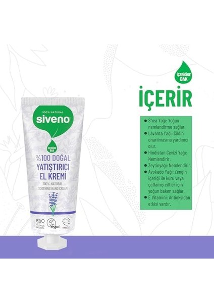 SIVENO%100 Doğal El ve Vücut Kremi Lavanta Cilt Yatıştırıcı Onarıcı Yoğun Nemlendirici Vegan 30 ml modelleri