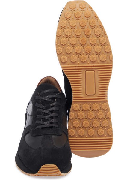 Siyah Hakiki Deri Erkek Sneaker - E24I1AY56915-W19