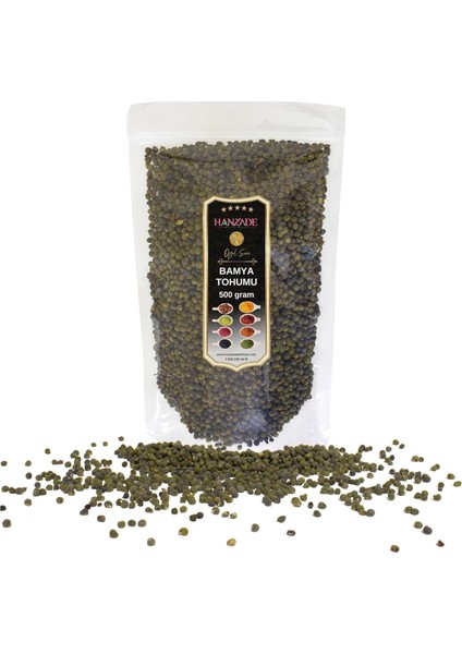 Hanzade Bitkisel Bamya Tohumu 500 gr Yenilebilir, Ilaçsız, Işınlama Yok, Elenmiş, Yeni Mahsül