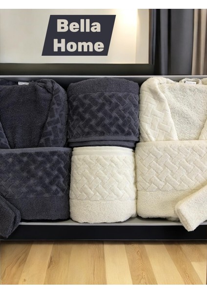 8 Parça Hasır Aile Bornoz Seti - Çeyiz Seti - %100 Pamuk - Orijinal Lüks Kutu modelleri