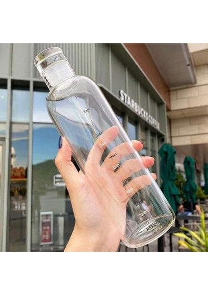 2407 Borosilikat Cam Su Şişesi - Su Içme Saatli Dereceli Matara Suluk - Başucu Sürahisi Şeffaf 750 ml modelleri