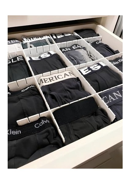 4'lü Plastik Ayarlanabilir Çekmece Düzenleyici Organizer - Iç Içe Geçmeli Kesilebilir - 8CMX43CM - Mutfak Iç Çamaşırı Çorap Sütyen Dolap Takı Makyaj (4) modelleri