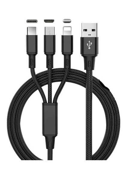 Hızlı Şarj 20W 3 In 1 Hızlı Şarj Kablosu 120 cm 3 A Type-C USB Micro Çoklu Kablosu modelleri