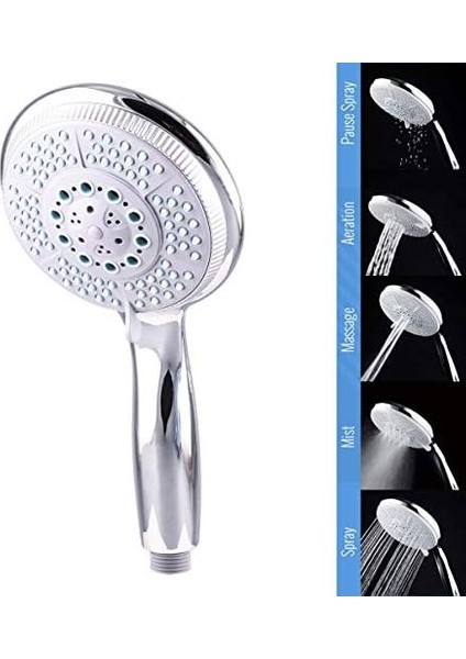 Huge 5 Fonksiyonlu Büyük Başlı El Duşu Duş Başlığı - Farklı Püskürtme Modları - Yüksek Kaliteli Abs Krom Kaplı G1/2 Uyumlu fiyatları