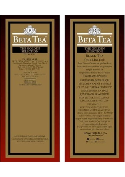 Beta Golden Selection Siyah Çay 500 gr fiyatları