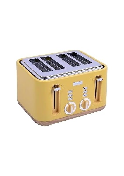 Gem 4 Dilim Ekmek Kızartma Makinesi – 1630 W, Çift Kontrol Paneli, Paslanmaz Çelik | Sarı modelleri