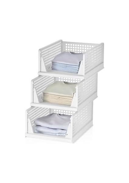 3 Adet Kayar Raf Dolap Içi Organizeri, Mutfak,, Çocuk Odası, Garaj ve Ardiye Için Üst Üste Dizilebilir Ünite, Kayar Raf Dolap Içi Kıyafet, Ev Aksesuarı Düzenleyici (Beyaz) modelleri