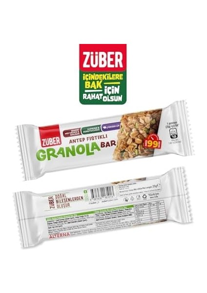 Züber Granola Bar Antep Fıstıklı, 25GR, 15 Adet fiyatları