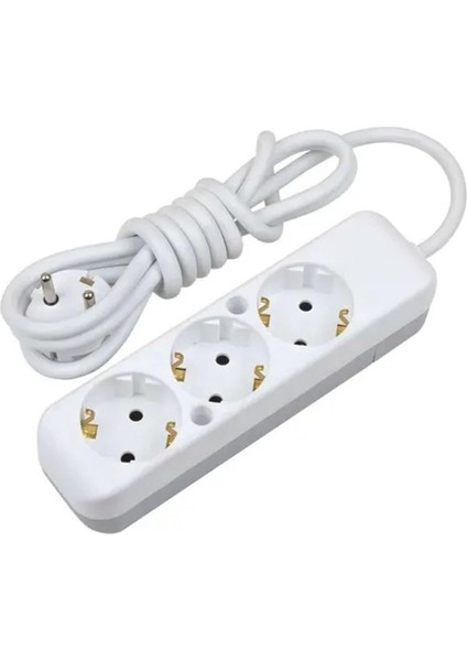 3lü Üçlü 5 Metre Uzatma Kablolu Anahtarsız Topraklı Priz Uzatma Kablosu