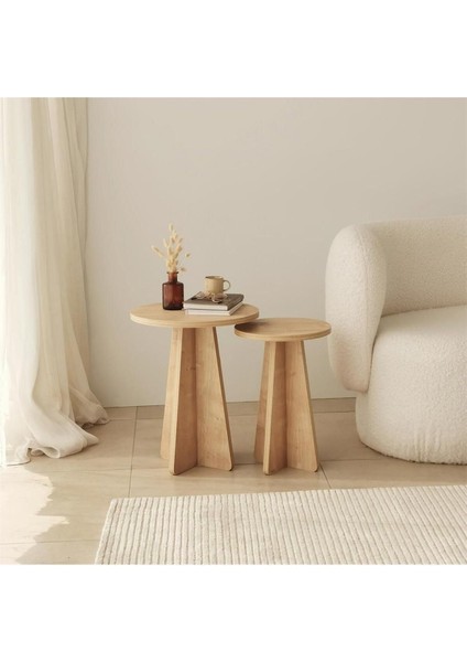 Mushroom 2 Li Sehpa/safir Meşe