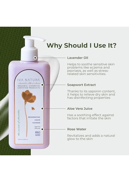 Iva Natura Organik Yenileyici Likit Yüz Temizleyici Sabun Otu Özlü 350 ml fiyatları