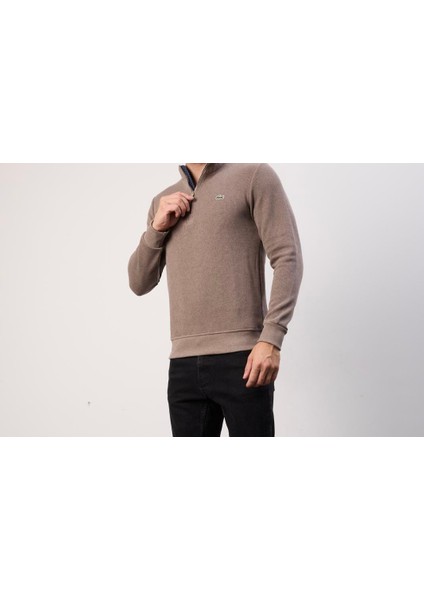 Fermuarlı Yaka Kahve Dar Kesim Erkek Triko fiyatları