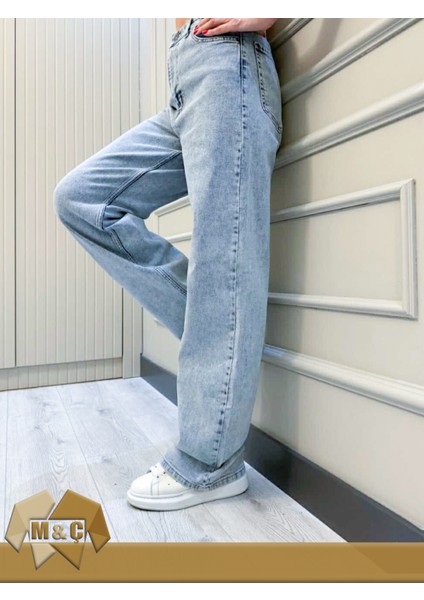 Yüksek Bel Baggy Jean Kadın Pantolon Yıkamalı Denim Kumaşıyla Vintage Modern Tarzı fiyatları