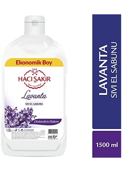 Hacı Şakir Sıvı Sabun, LAVANTA,1500 ml