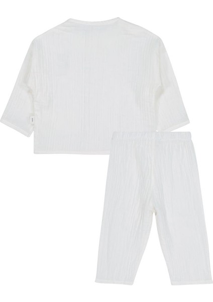 Ayıcık Baskılı 6-18 Ay Takımı - Ekru 9-12 Ay