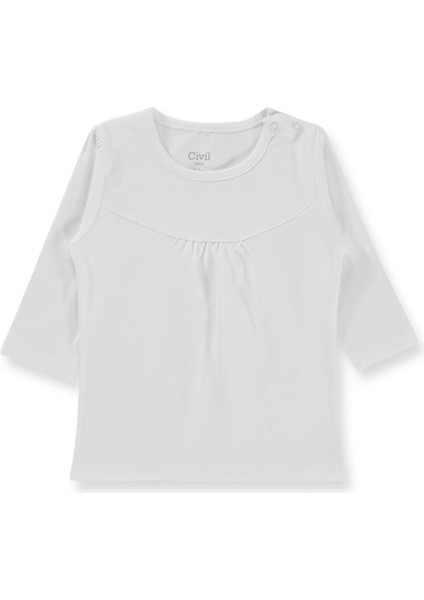 Civil Baby Önü Parçalı 6-18 Ay Kız Tek Üst - Beyaz 18-24 Ay