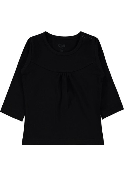 Civil Baby Önü Parçalı 6-18 Ay Kız Tek Üst - Siyah 12-18 Ay