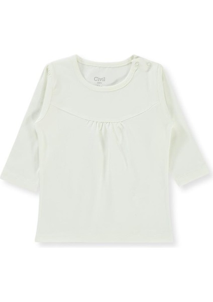 Civil Baby Önü Parçalı 6-18 Ay Kız Tek Üst - Ekru 12-18 Ay