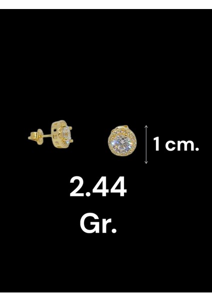 925 Ayar Gümüş Üzeri Altın Kaplama Pırlanta Montür Tektaş Küpe modelleri