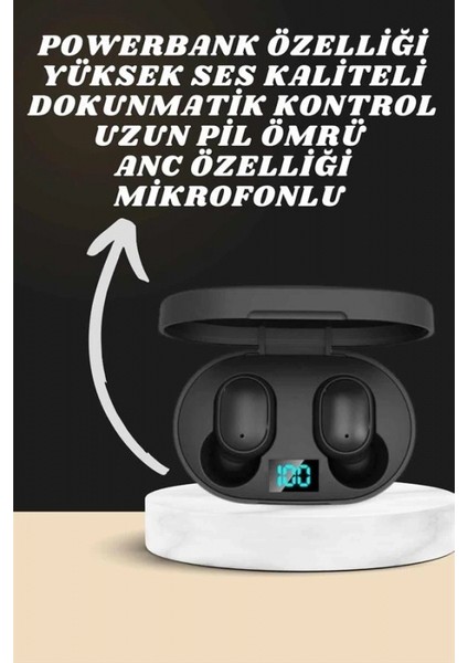 Dijital Göstergeli Kulaklık ve 7 Kordonlu Akıllı Saat Android ve Ios Uyumlu Uyku Takibi Sesli Görüşme