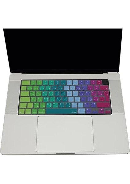 MacBook Klavye Koruyucu Arapça Baskılı Uk-Ters L Enter Tipi Ultra Ince Hafif Yıkanabilir Silikon Klavye Filmi Air 13,6-15,3inç- Pro 14,2-16,2inç M1-M2-M3-M4 Pro Max Uyumlu Pembe Yeşil modelleri