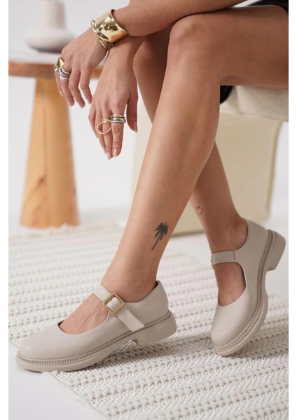 Sptrns Yokox Bej Cilt Oxford Ayakkabı (Numara: 40)