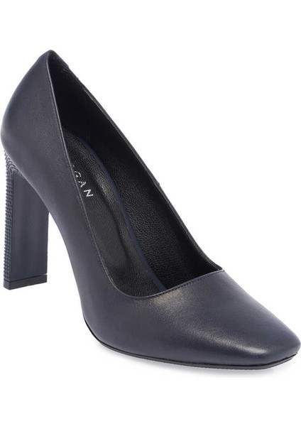 Lacivert Hakiki Deri Kadın Topuklu Ayakkabı - K24I1AY67469-A31 indirimleri