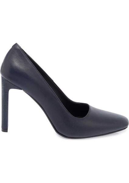 Lacivert Hakiki Deri Kadın Topuklu Ayakkabı - K24I1AY67469-A31