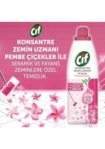 Cif Pembe Çiçekler Konsantre Zemin Uzmanı Fayans Temizleyicisi 22 Kova 895 ml modelleri
