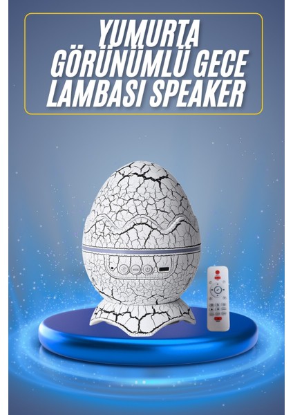 Bluetooth Hoparlör Dinozor Yumurtası Gece Masa Lambası Projektör - CHT2263-8865