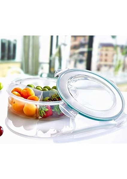 3 Bölmeli Sızdırmaz Contalı Kilitli Kapaklı 1,35 Litre Yuvarlak Erzak Saklama Kabı LC-500 fiyatları