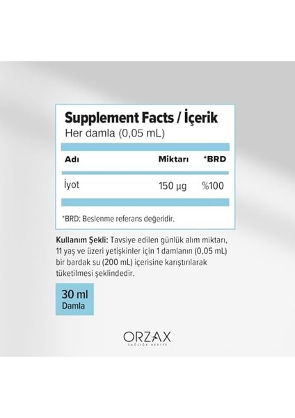 Orzax Ocean Iodine 150 Mcg Damla 30 ml modelleri