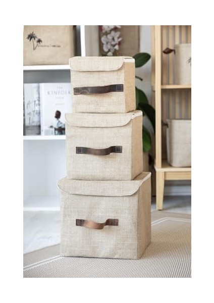 Bee Jüt Dolap Içi Organizer Takı, Makyaj,, Ofis Düzenleyici Kapaklı Saklama Kutusu 20X20X20 cm fiyatları