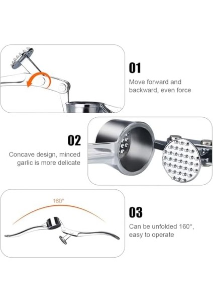 Paslanmaz Çelik Sarımsak Ezici, 15CM x 4.5cm x 3cm, Kullanıcı Dostu, Temizlemesi ve Dayanıklı modelleri