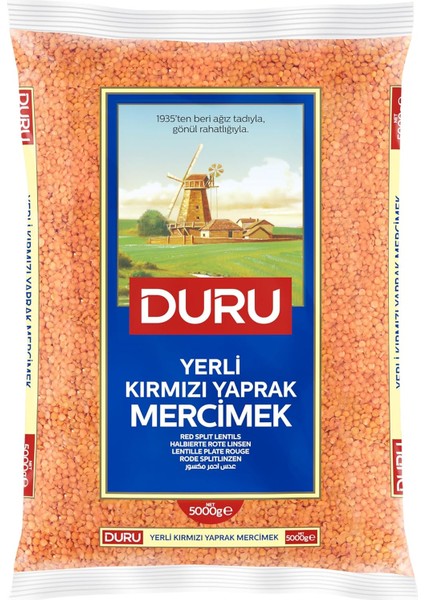 Duru Kırmızı Yaprak Mercimek 5 Kg, Yüksek Lifli, Protein Kaynağı, Yerli Üretim, Kolay Pişen