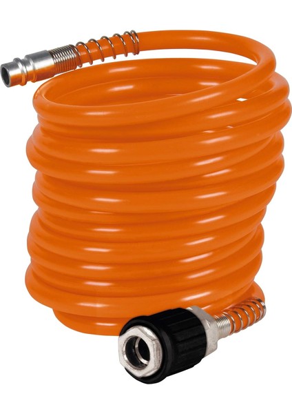 Spiral Hortum 6 Mm, 4 M (Kompresör Aksesuarı, 4 Metre Uzunluk, 6 mm Iç Çap, Pu Malzeme, Maks. Çalışma Basıncı 10 Bar, Hızlı Bağlantı ve Fiş Dahil) - 4139410