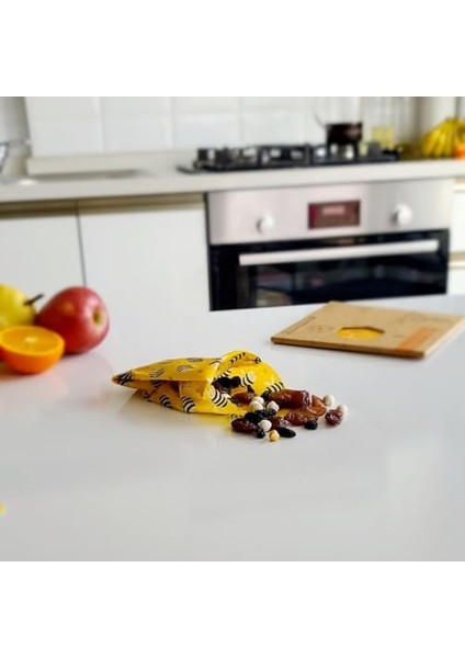 Apithecary Balmumu Gıda Sargısı - Arı Desenli - Balmumlu (Büyük Orta Küçük Boy) 3'lü Set Çok Amaçlı Gıda Saklama Bezi (S-M-L) modelleri