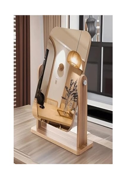 13X18 cm Ahşaptan 360 Derece Dönebilen Masaüstü Standlı Ayarlanabilir Makyaj Aynası Masaüstü Ahşap Ayna modelleri