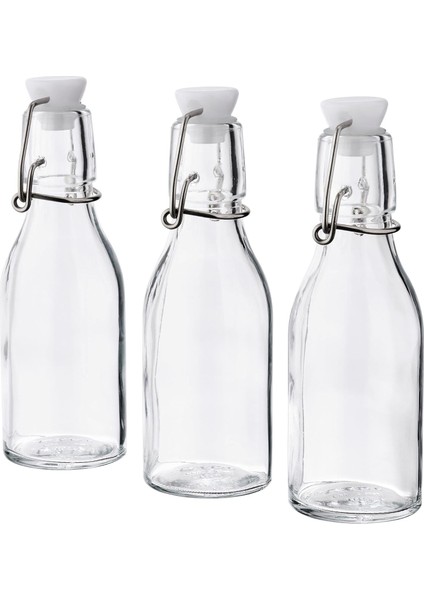 3 Adet Cam-Vakumlu Su Şişesi 15 cl Sos-Yağ Şişesi