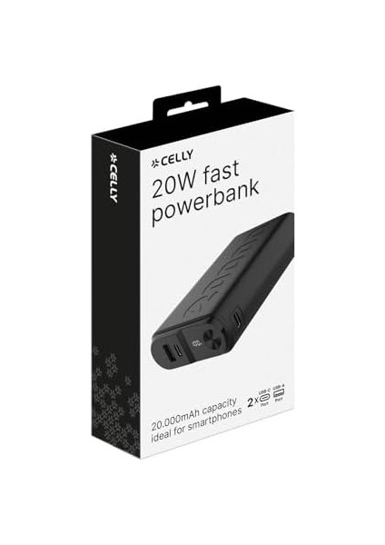Powerbank Pd 20W 2usb-C 1usb-A 20.000 Mah, Ultra Kompakt ve Hafif Tasarım,led Ekran, Renk: Siyah modelleri