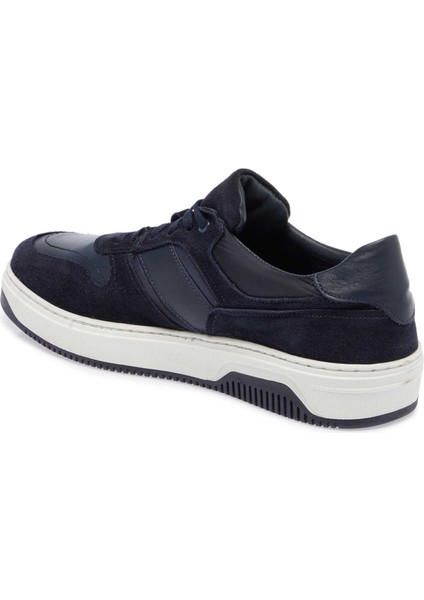Lacivert Deri-Tekstil Erkek Sneaker - E24I1AY56901-W32