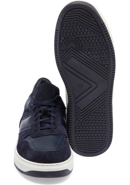 Lacivert Deri-Tekstil Erkek Sneaker - E24I1AY56901-W32
