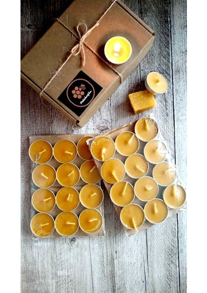 (24 Adet) Tealight Petek Mum Ekonomik Boy (8gr) Beeswax Candle