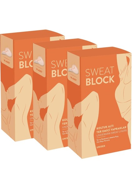 Sweat Block Koltuk Altı Ter Emici Yapraklar Koltuk Altı Pedi 3'lü Set