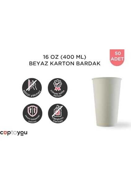50 Adet Parti Bardağı, Beyaz Tek Kullanımlık Karton 16 Oz, Büyük Kağıt 400 Ml, Parti Ihtiyaçları, Çocuk Partisi, ve Soğuk Içecekler, Çay, Kahve, Meyve Suyu fiyatları