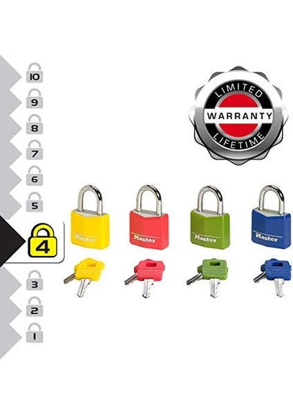 Anahtarlı Asma Kilit Masif Kaplamalı, Mavi, Sarı, Kırmızı, 5,2 cm x 3 cm x 1,6 cm fiyatları