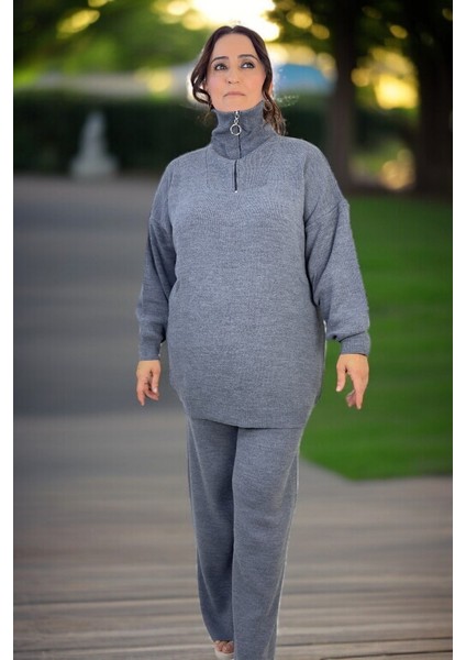 Önden Yarım Fermuarlı % 100 Akrilik Kumaş Büyük Beden Alt Üst Takım fiyatları