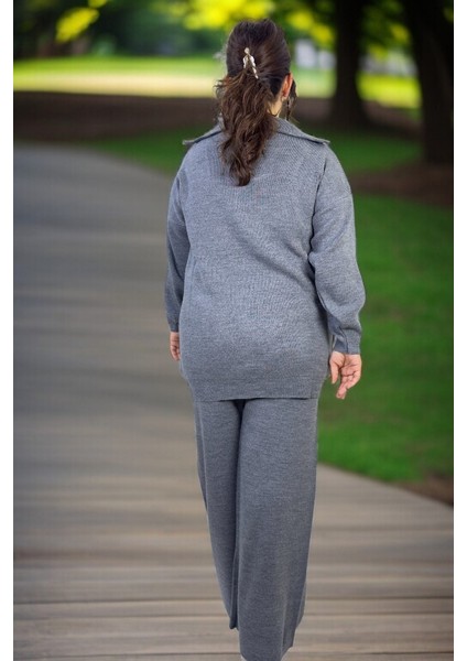 Önden Yarım Fermuarlı % 100 Akrilik Kumaş Büyük Beden Alt Üst Takım modelleri
